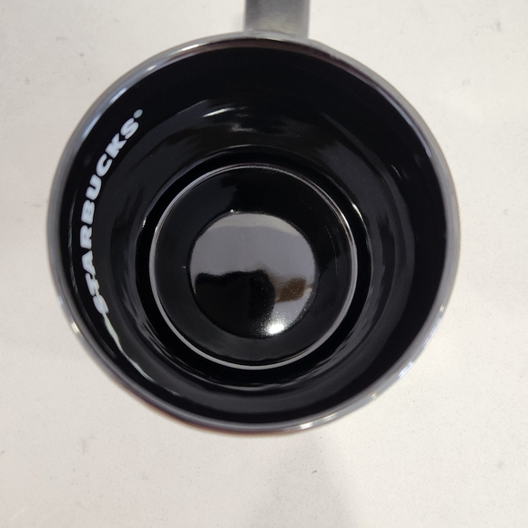 Starbucks Black Metallic Textured Coffee Mug 12 oz Shiny Black Mug Honeycomb - Picture 6 of 9